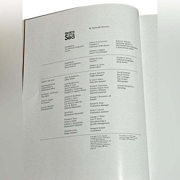 National Geographic : Realms of the Sea by Kenneth Brower, 1991 Hardcover - Picture 5 of 5